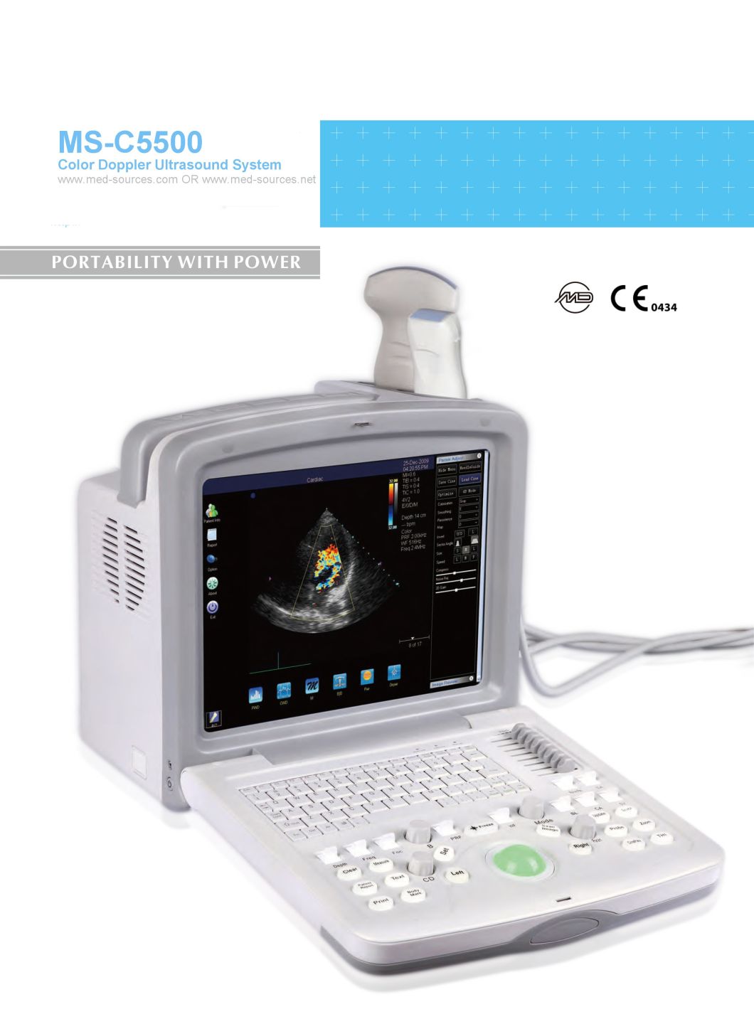 (MS-C5500) Scanner ultrasonique Doppler couleur portable pour système de diagnostic 4D