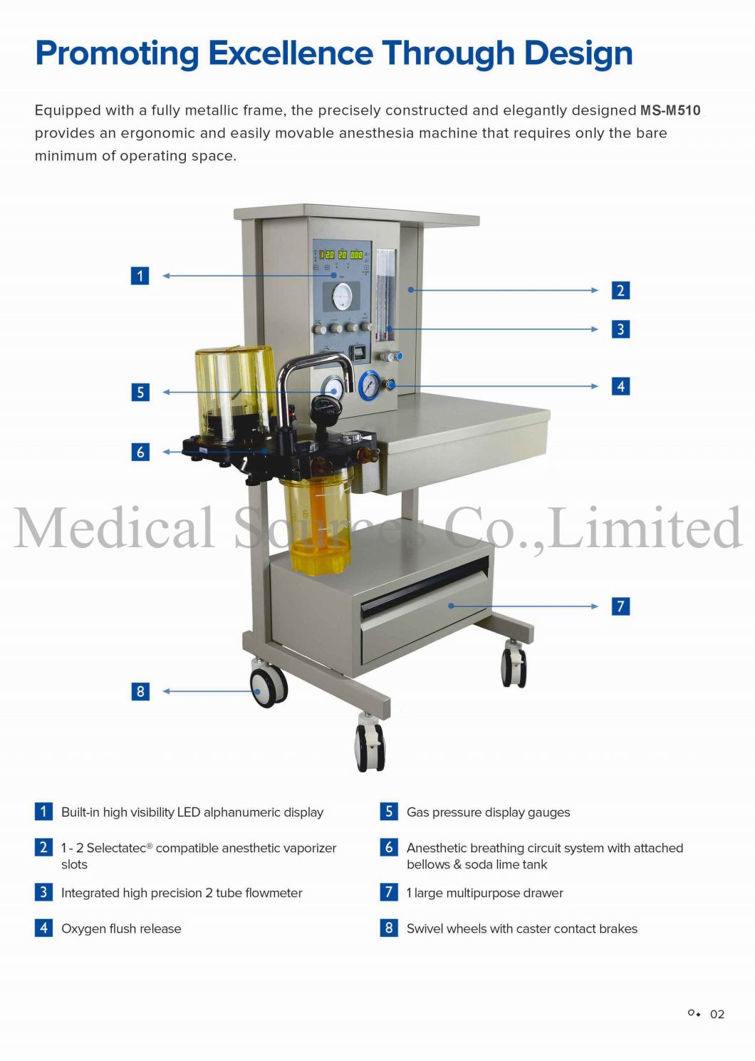 (MS-M510) Medical Anesthesia Machine Ventilator Vaporizer Anesthesia