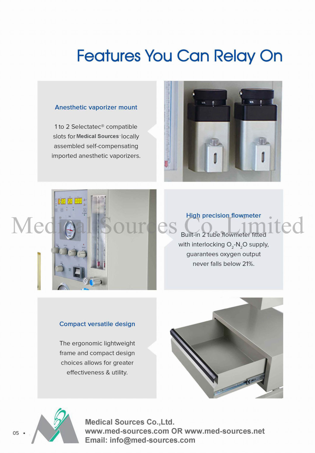 (MS-510B) High Quality Anesthesia with Two Vaporizer Anesthesia Machine for Surgery Operation