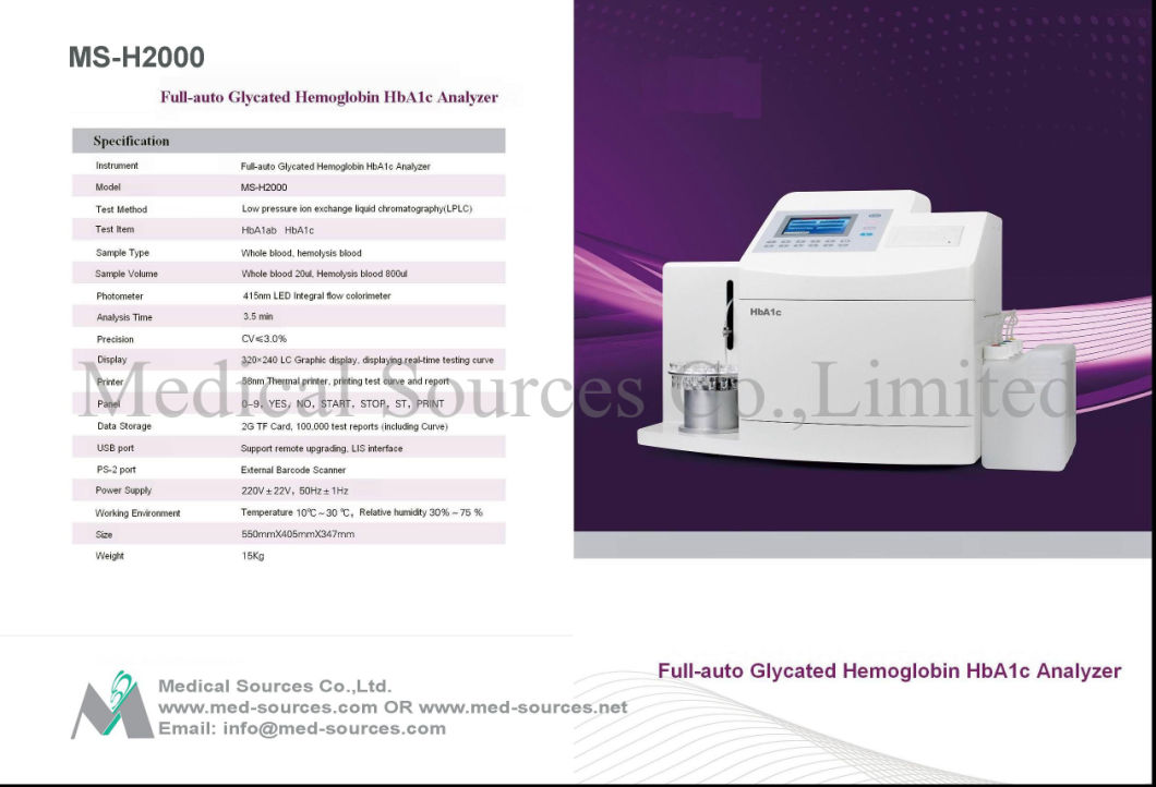 (MS-H2000) Fully Automatic Glycated Hemoglobin HPLC Analyzer Hba1c Analyzer