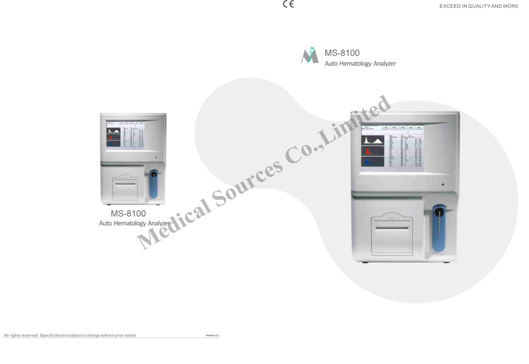 (MS-8100) Hospital Equipment Three Part 3 Diff Auto Blood Hematology Analyzer