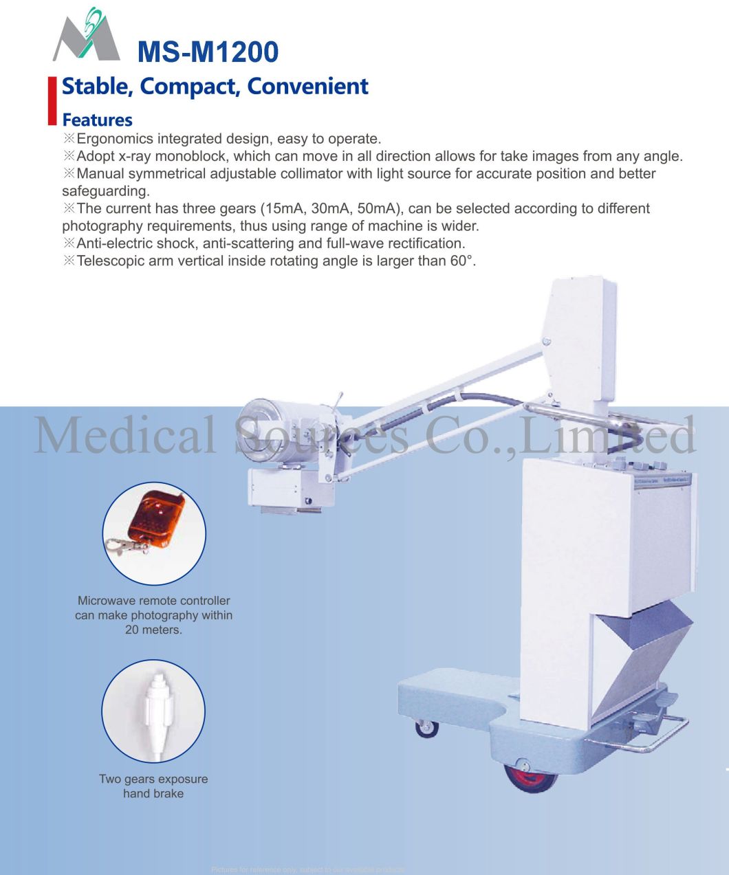 (MS-M1200) Diagnostic Equipment Mobile High Frequency X-ray System Radiography X Ray Machine