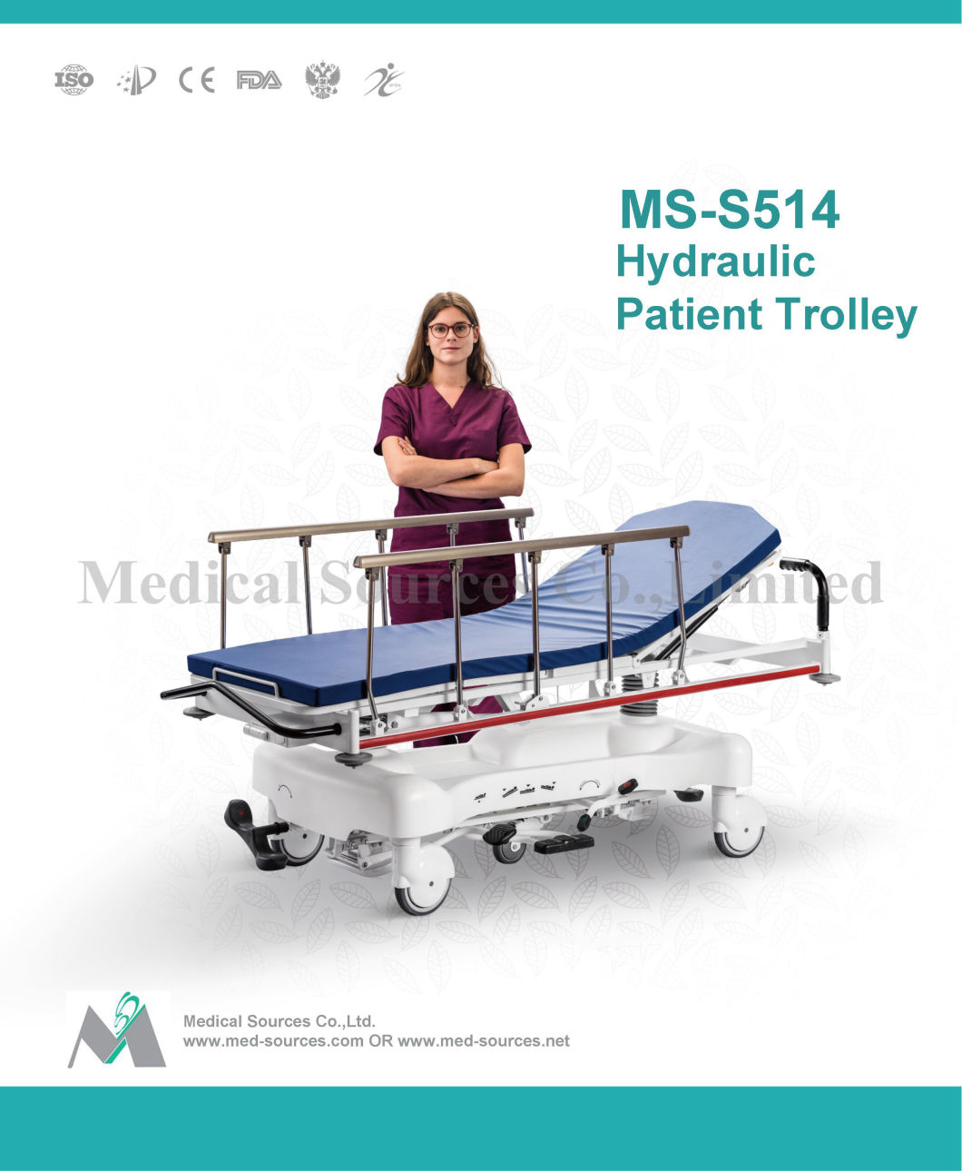 )Ms-S514) Hospital Ambulance Electric Hydraulic Multi-Function Patient Transport Stretcher