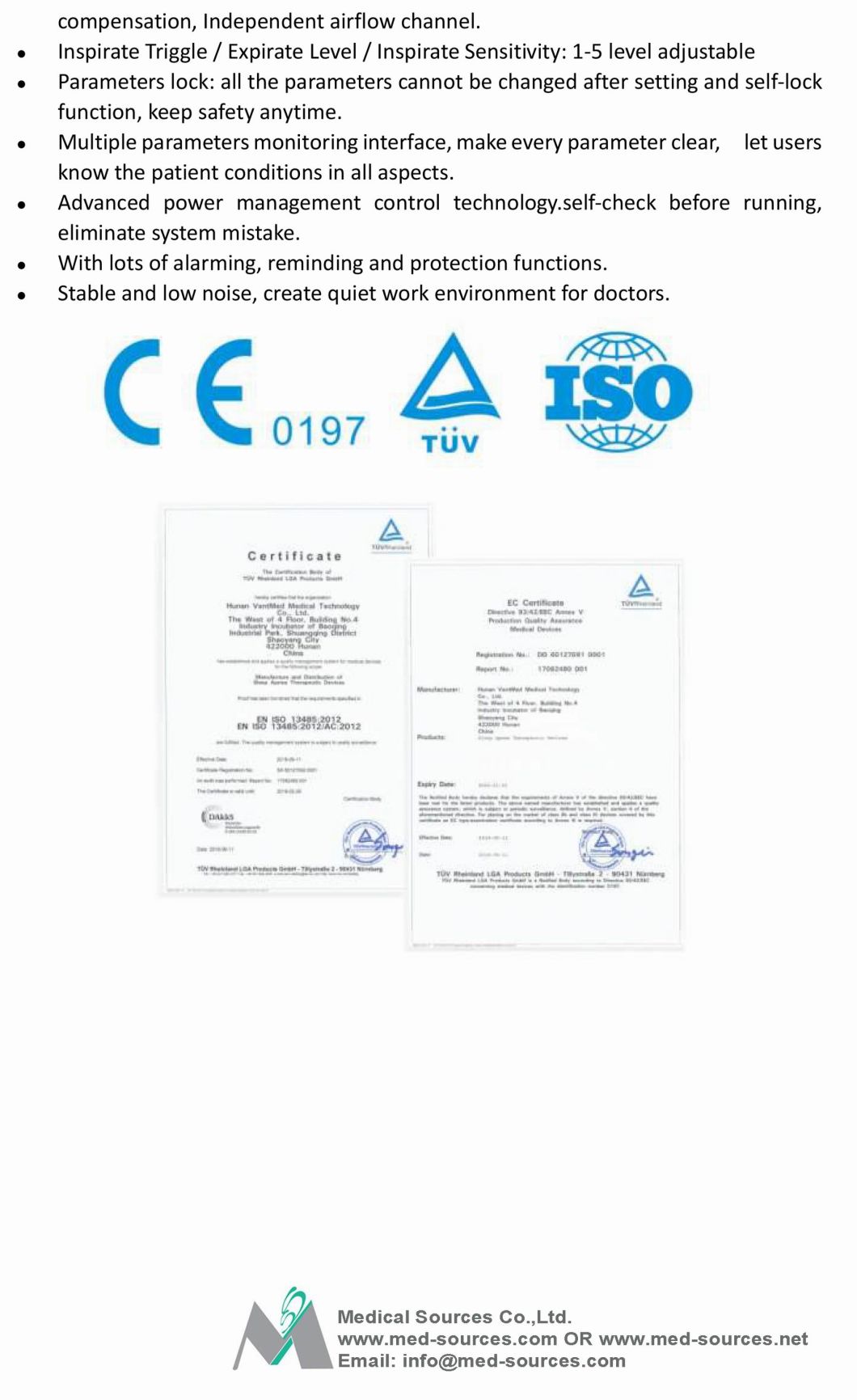 Aparato de respiraci&oacute;n Auto port&aacute;til Hospital No invasivo M&eacute;dico Bipap Epr Apcv CPAP Ventilador