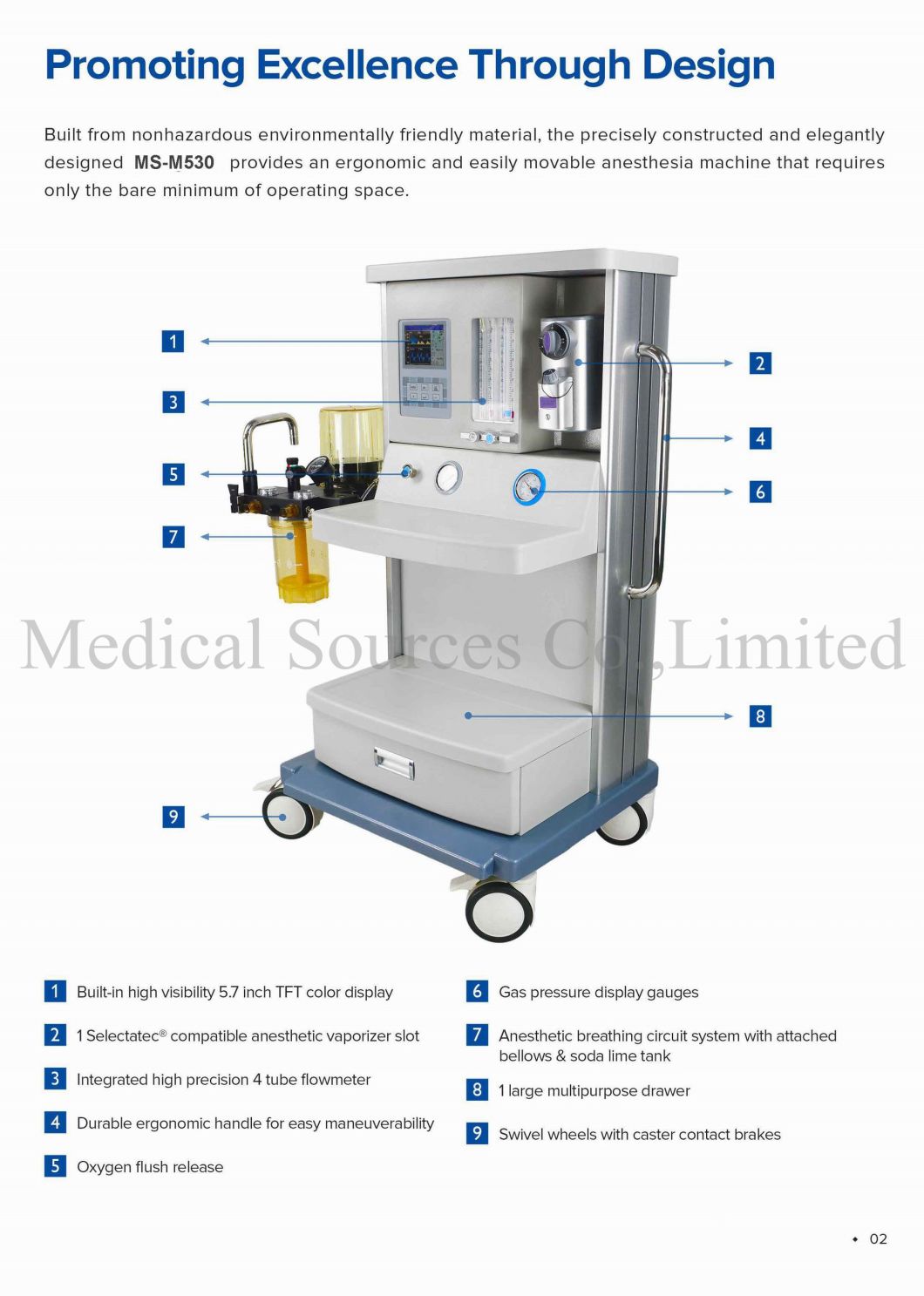 (MS-530) Medical Two Vaporizer Halothane Multifunctional Anesthesia