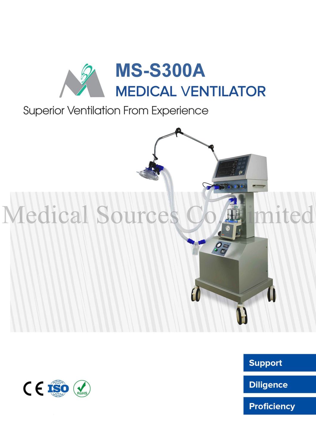 (MS-S300A) TFT Color Screen Operation and Rehabilitation CPAP Machine ICU Neonatal Infant Baby Ventilator