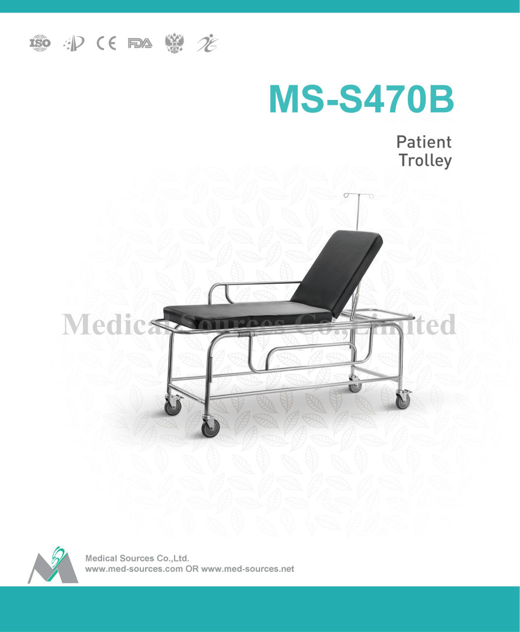 (MS-470B) Stainless Steel Medical Adjustable Patient Transfer Stretcher Trolley