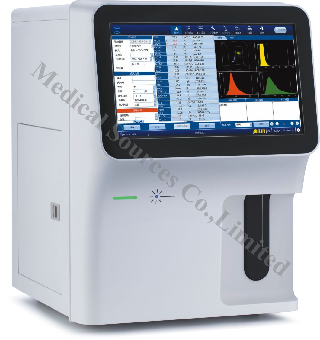 Ms-6500 Hospital Diagnosis Five Part 5 Diff Fully Automatic Hematology Analyzer