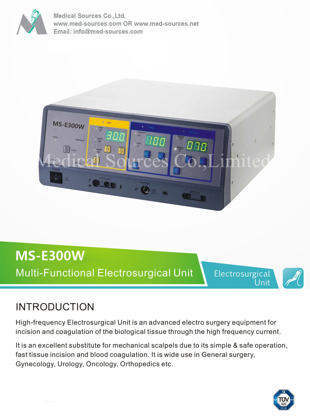 (MS-E300W) Surgical Medical Esu Portable High Frequency Smart Electrosurgical Unit