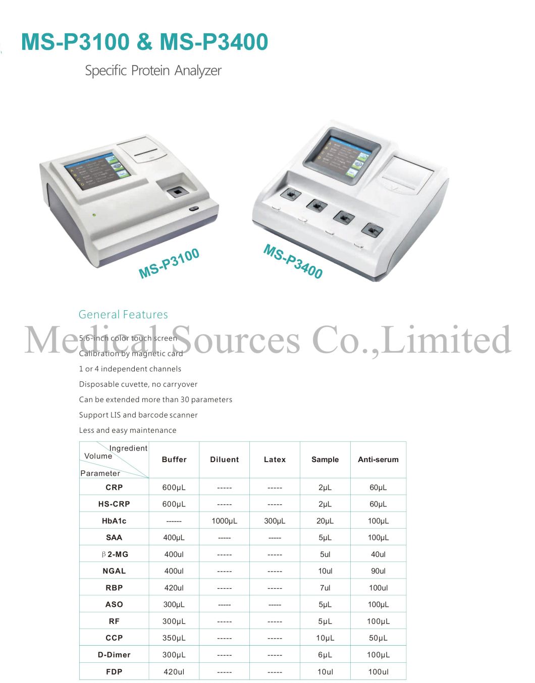 (MS-3400) Clinical Analytical Instruments Specific Protein Analyzer