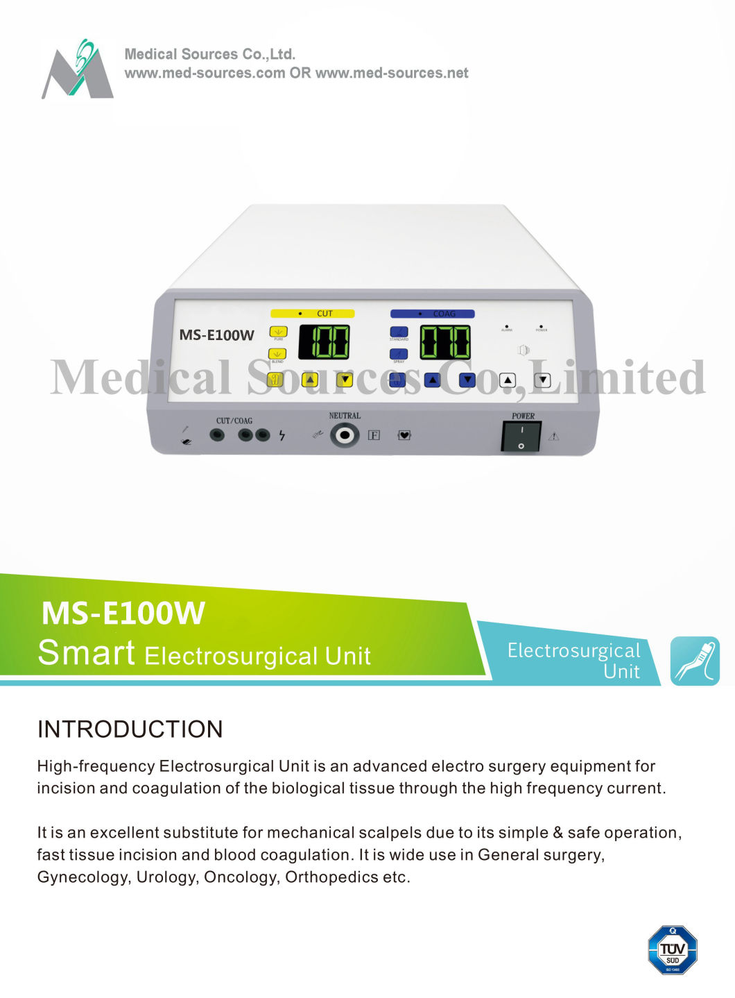 (MS-E100W) LCD Display High Frequency Smart Esu Electrosurgical Generator Electrosurgical Unit