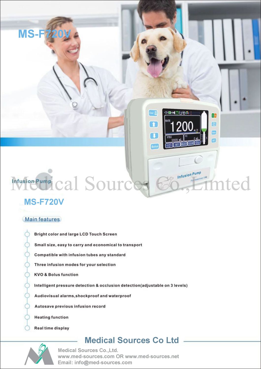 (MS-720V) Multi-Function Mini Medical Veterinary Infusion Pump