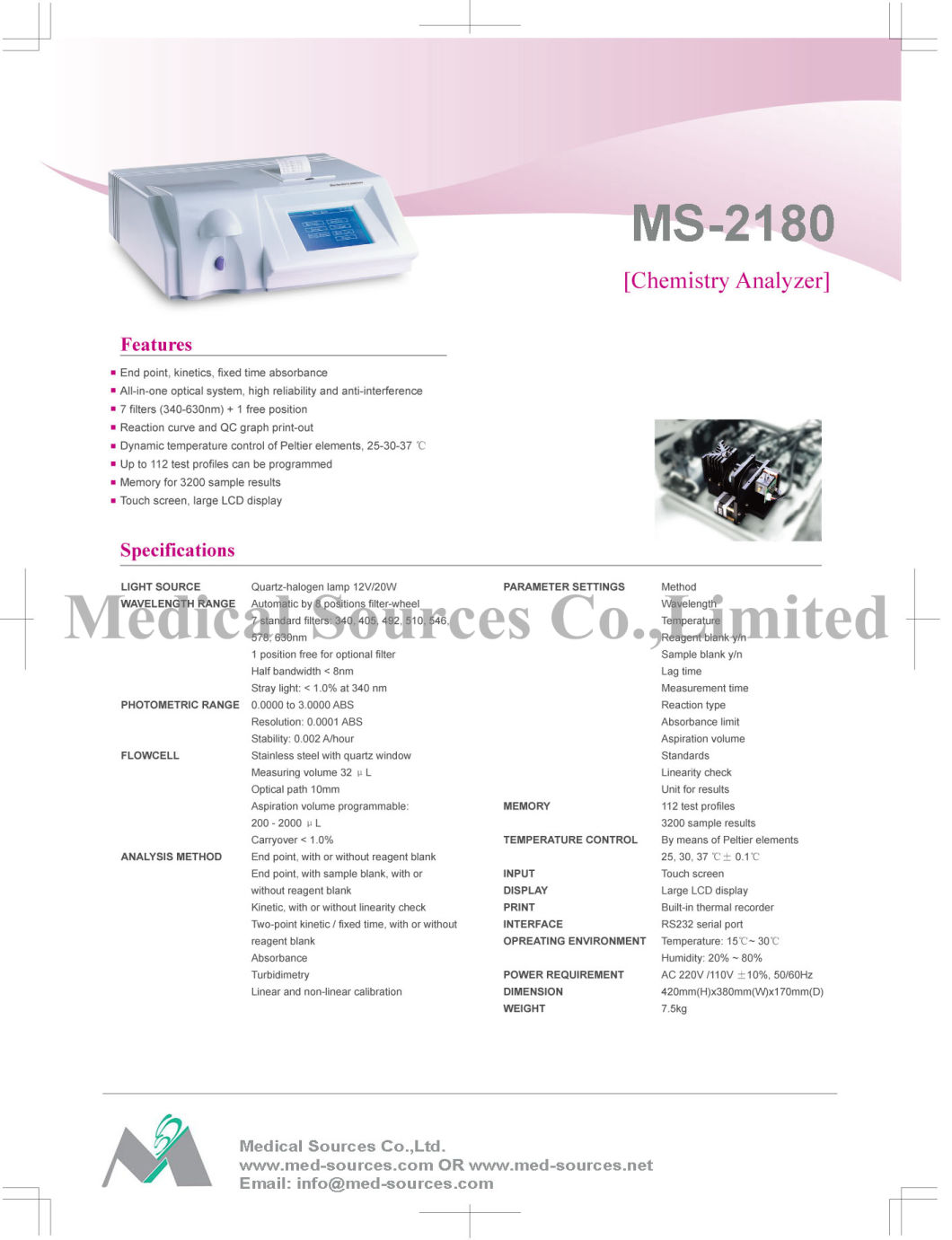 (MS-2180) Lab Semi-Automatic Biochemistry Analyzer