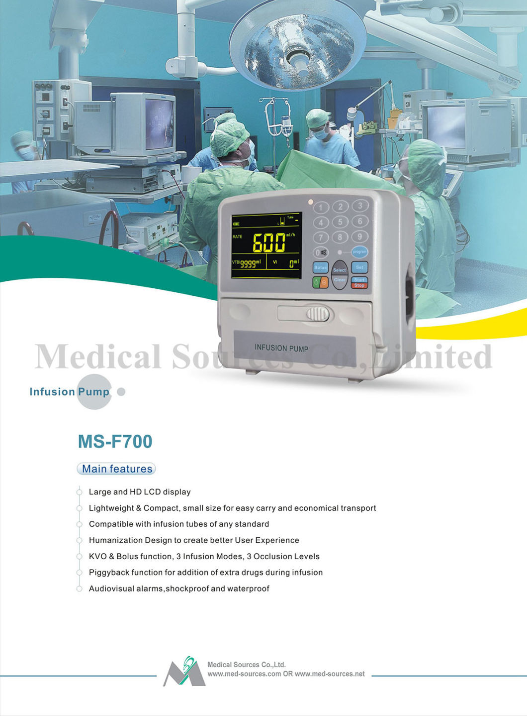 (MS-F700) Vet Veterinary Surgical Volumetric Syringe Infusion Injection Pump