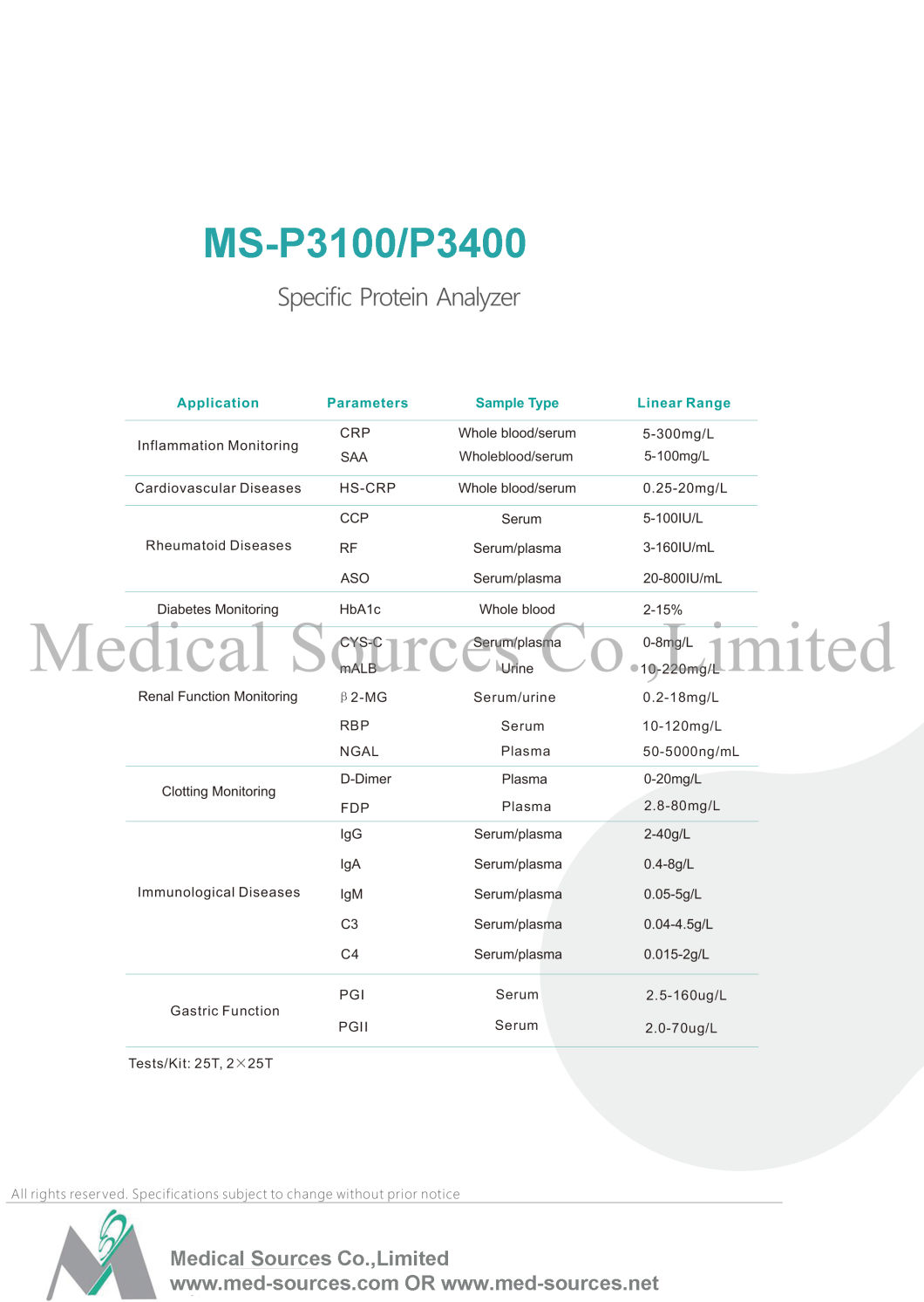 (MS-3400) Clinical Analytical Instruments Specific Protein Analyzer