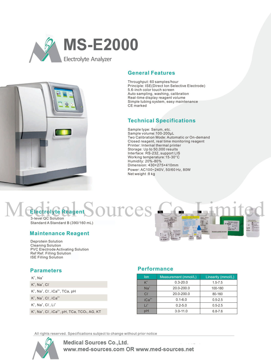 Analyseur d'&eacute;lectrolyte enti&egrave;rement automatique d'&eacute;quipement de laboratoire de prix d'usine