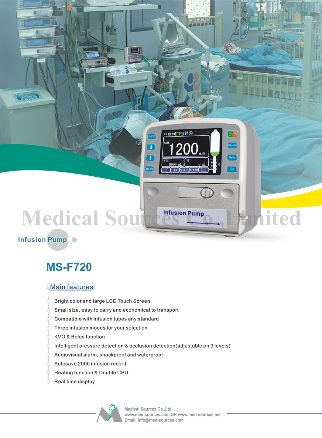 (MS-F720) Vet Veterinary Surgical Volumetric Syringe Infusion Injection Pump