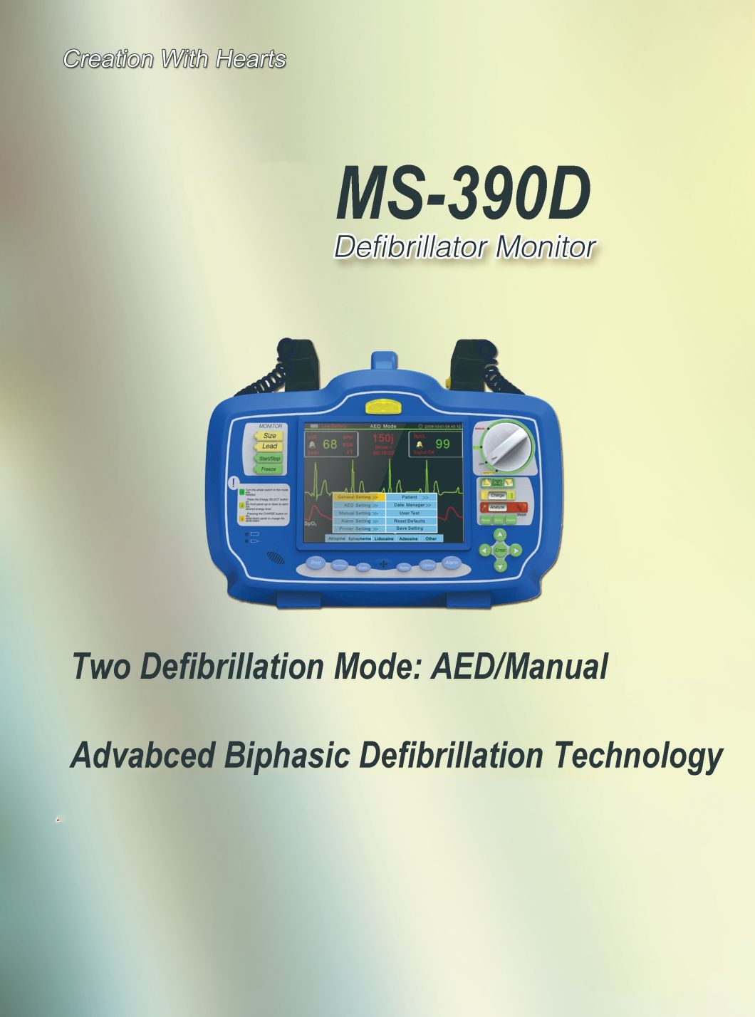 (MS-390D) Portable First Aid Emergency Aed Cardiac Biphasic Automatic External Defibrillator