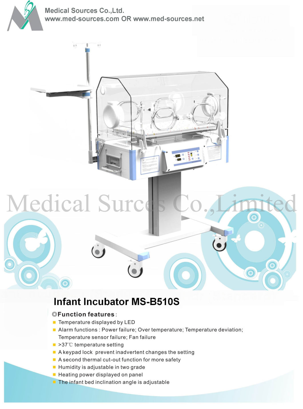 (MS-B510S) Infant Intensive Care Baby Incubator Transport Infant Incubator
